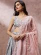 Grey Embroidered Bridesmaid Lengha In Georgette