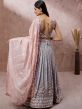 Grey Embroidered Bridesmaid Lengha In Georgette