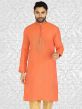 Silk Fabric Men's Kurta Pajama Peach Colour.