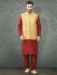 Maroon Colour Silk Designer Kurta Pajama Jacket.