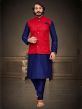 Red,Blue Colour Art Silk Fabric Designer Kurta Pajama Jacket.