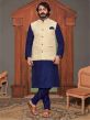 Cream,Blue Colour Art Silk,Jute Fabric Kurta Pajama Jacket.