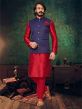 Art Silk,Jute Fabric Men's Kurta Pajama Jacket Red,Blue Colour.