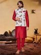 Red,White Colour Art Silk Fabric Designer Kurta Pajama.