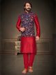 Red,Blue Colour Art Silk Fabric Men's Designer Kurta Pajama Jacket.