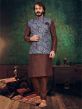 Brown,Grey Colour Art Silk Kurta Pajama Jacket.