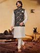 Cream,Black Colour Party Wear Kurta Pajama Jacket.