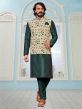 Green,Cream Colour Art Silk Fabric Men's Kurta Pajama Jacket.