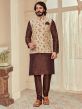 Brown,Beige Colour Men's Kurta Pajama Jacket.