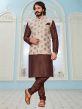 Brown,Cream Colour Art Silk Readymade Kurta Jacket.