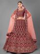 Bridesmaid Lehenga Choli Maroon Colour Velvet Fabric.