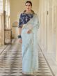 Organza Fabric Mint Blue Colour Women Saree.