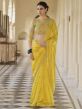 Yellow Colour Organza Fabric Indian Designer Saree.