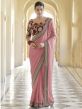 Organza Fabric Peach Colour Designer Saree.