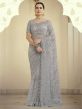 Grey Colour Net Fabric Women Saree.