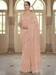 Peach Colour Georgette Fabric Indian Women Saree.