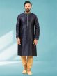 Blue Colour Jacquard,Brocade Silk Mens Kurta Pajama.