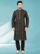 Black Colour Party Wear Kurta Pajama For Men.