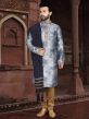 Blue Colour Jacquard Fabric Designer Kurta Pajama.