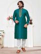 Teal Blue Colour Art Silk Fabric Designer Kurta Pajama.