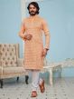 Orange Colour Art Silk Fabric Mens Kurta Pajama.