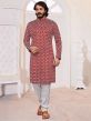 Red Colour Art Silk Fabric Mens Kurta Pajama.