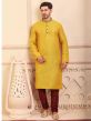 Mehendi Green Colour Mens Kurta Pajama Jacquard Fabric.