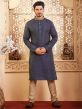 Light Blue Colour Jacquard Fabric Mens Kurta Pajama.