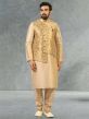 Golden Colour Jacquard,Banarasi Silk Fabric Designer Kurta Pajama Jacket.