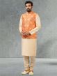 Orange,Cream Colour Banarasi Silk Fabric Readymade Kurta Jacket.