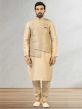 Grey,Cream Colour Banarasi Silk Kurta Pajama Jacket.