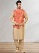 Dark Peach,Golden Colour Designer Kurta Pajama Jacket.