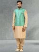 Turquoise,Cream Colour Mens Kurta Pajama Jacket.