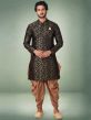 Dark Green Colour Party Wear Indowestern in Jacquard,Brocade Silk Fabric.