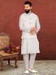 Off White Colour Kurta Pajama Jacket in Dupion Silk Fabric.