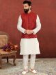 Off White,Maroon Colour Designer Kurta Pajama Jacket.