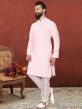 Pink Colour Georgette Fabric Kurta Pajama in Embroidery Work.