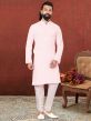 Pink Colour Georgette Fabric Mens Kurta Pajama.