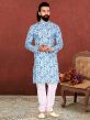 Sky Blue Colour Cotton Fabric Readymade Kurta Pajama.