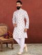 White Colour Printed Kurta Pajama.