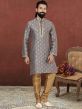 Grey Colour Cotton Fabric Printed Kurta Pajama.