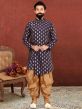 Blue Colour Jacquard,Silk Fabric Mens Indowestern.