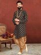 Black Colour Jacquard,Silk Fabric Mens Indowestern.