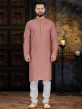 Peach Colour Cotton Fabric Printed Kurta Pajama.