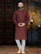 Designer Kurta Pajama Maroon Colour Cotton Fabric.