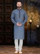 Blue Colour Cotton Fabric Printed Kurta Pajama.