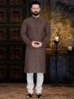 Brown Colour Printed Kurta Pajama in Cotton Fabric.