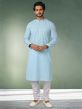 Sky Blue Colour Designer Kurta Pajama in Cotton Fabric.