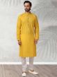 Yellow Colour Digital Print Kurta Pajama.