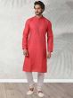 Red Colour Cotton Fabric Designer Kurta Pajama.